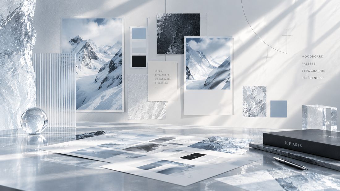 Moodboard de direction artistique : palette, références, typographie
