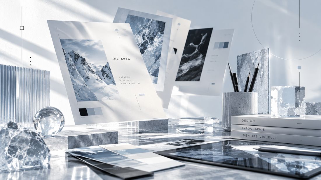 Planches de création visuelle print et digital ICE ARTS