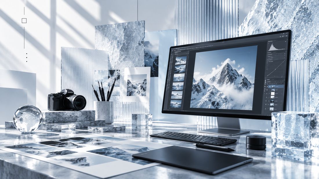 Retouche d'image sur écran dans un logiciel de création