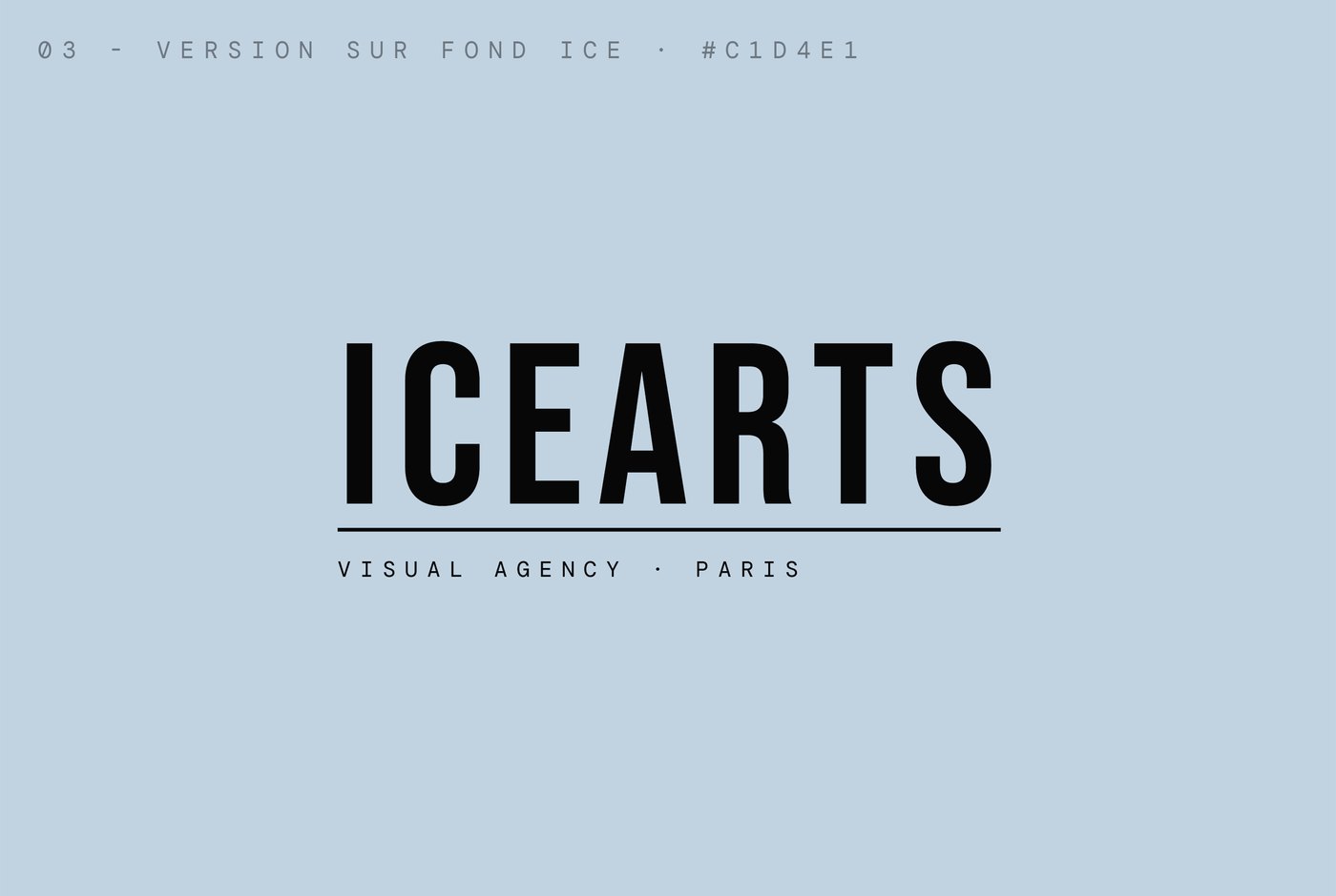 Logo ICE ARTS sur fond bleu ice